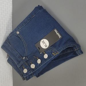 Boohoo Blue Petite exposed button front skinny jeans size 4 new